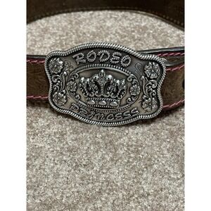 Angel Ranch Youth Girl's Rodeo Princess Brown Leather Pink Trim Belt D130002034